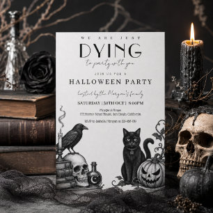 Elegant Gothic Halloween Party with Skulls Invitation