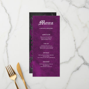Elegant gothic halloween purple Wedding Menu