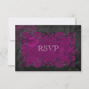 Elegant gothic halloween purple Wedding RSVP Card