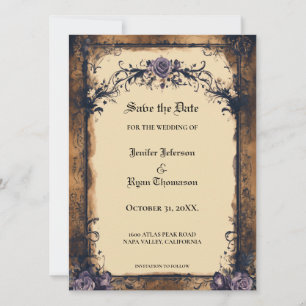 Elegant gothic halloween save the date Invitation