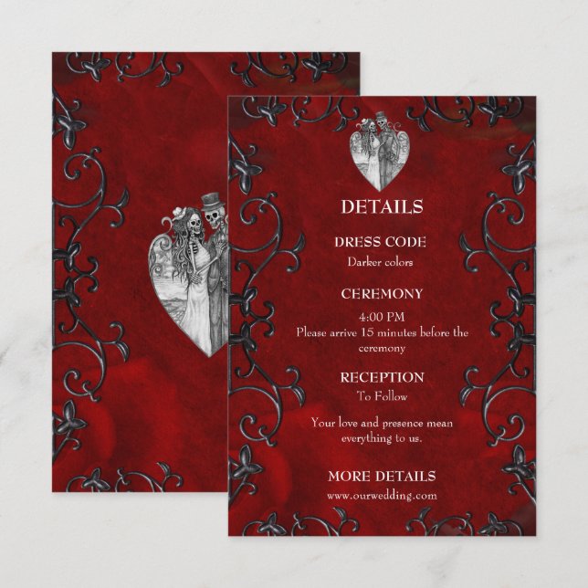Elegant gothic halloween wedding enclosure card (Front/Back)