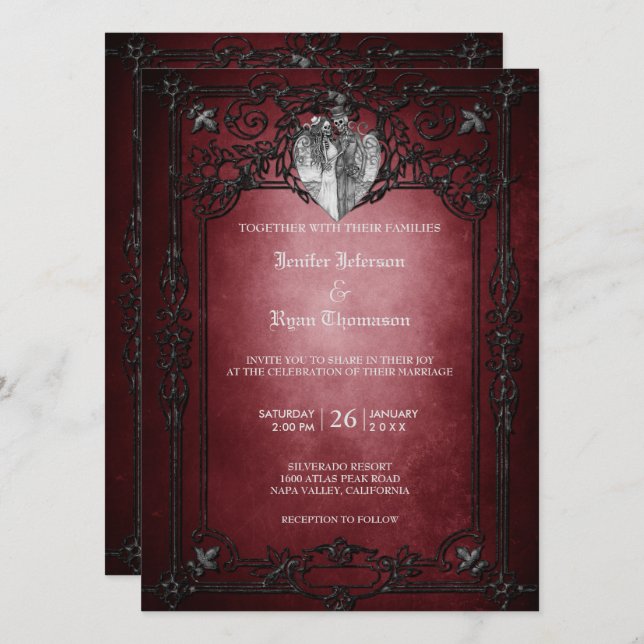 Elegant gothic halloween wedding Invitation (Front/Back)
