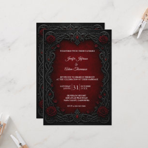 Elegant Gothic Halloween Wedding Invitation