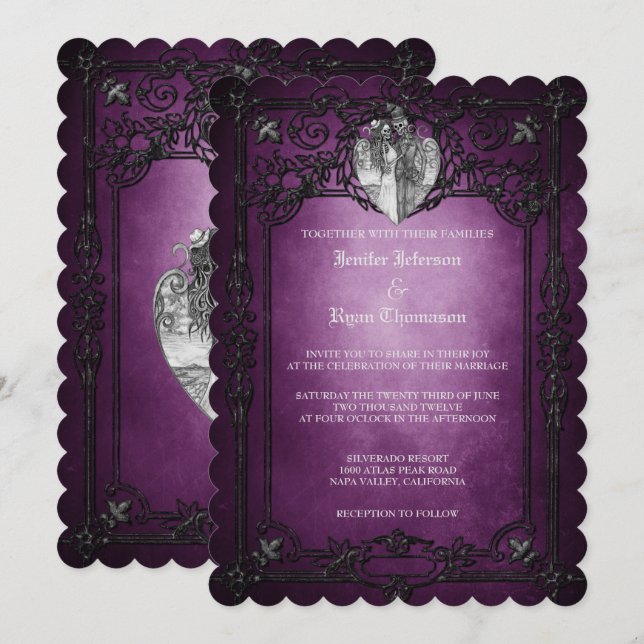 Elegant gothic halloween wedding Invitation (Front/Back)