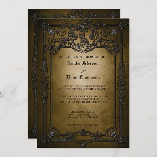 Elegant gothic halloween wedding Invitation (Front/Back)