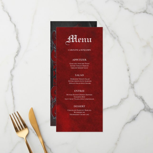 Elegant gothic halloween Wedding Menu (Front/Back In Situ)
