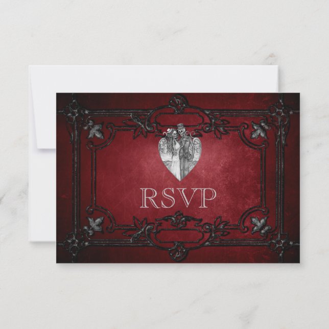 Elegant gothic halloween Wedding RSVP Card (Back)