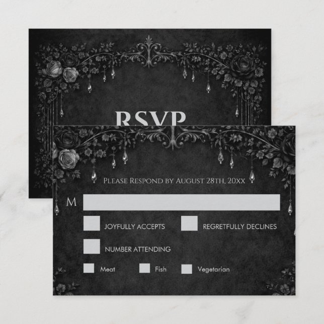 Elegant gothic halloween Wedding RSVP Card (Front/Back)