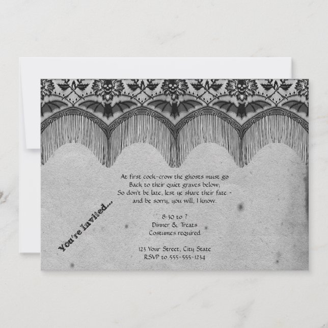 Elegant Gothic Lace Halloween Party Invitation (Front)
