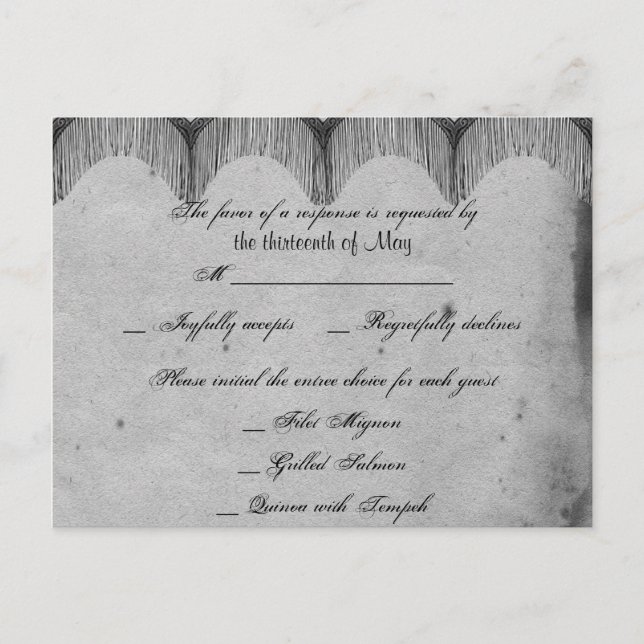 Elegant Gothic Lace Posh RSVP Postcard (Front)