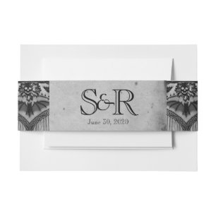 Elegant Gothic Lace Posh Wedding Belly Band Invitation Belly Band