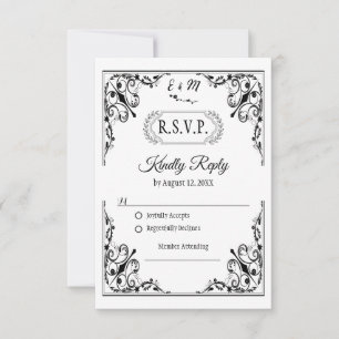 Elegant Gothic Monogram Wedding RSVP Card