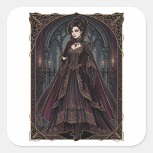 Elegant Gothic Queen Victorian Dark Art – Fantasy  Square Sticker