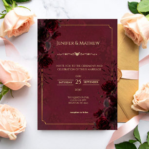 Elegant Gothic Red and Black Romance Wedding  Invitation