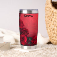 Elegant Gothic Red Roses Custom Name
