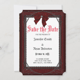 Elegant Gothic red roses save the date Invitation