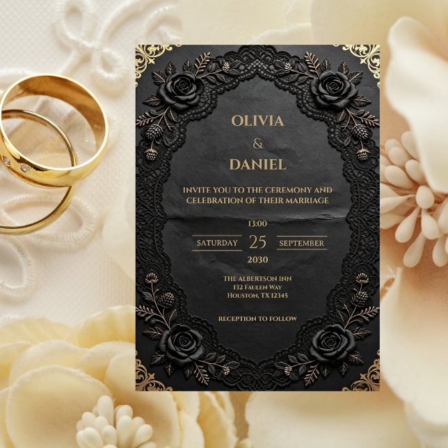 Elegant Gothic Romance Luxury Wedding  Invitation (Creator Uploaded)