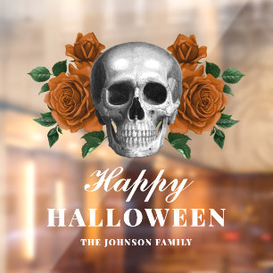 Elegant Gothic Roses & Skull Happy Halloween