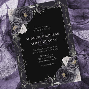 Elegant Gothic Roses Wedding Invitation