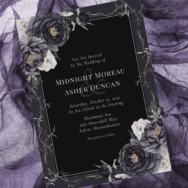 Elegant Gothic Roses Wedding Invitation (Creator Uploaded)