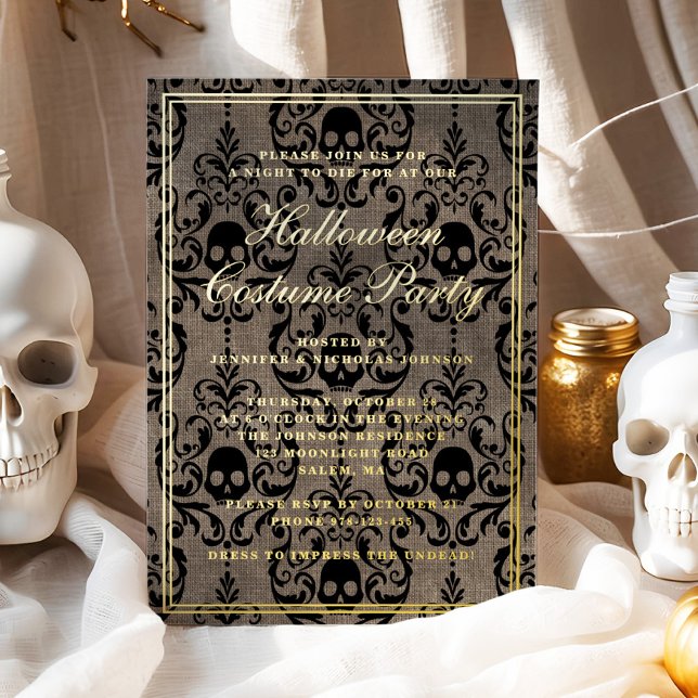 Elegant Gothic Skull Halloween Costume Party (Elegant Gothic Skull Halloween Costume Party Foil Invitation)