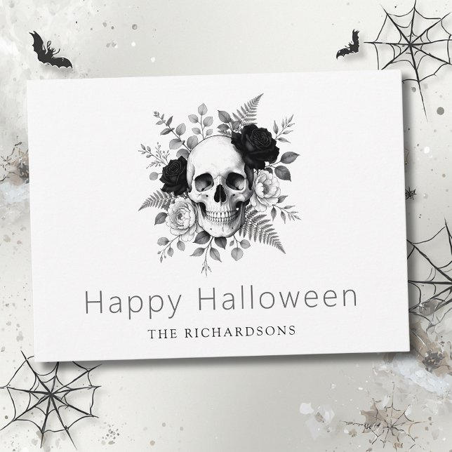 Elegant Gothic Skull Halloween Postcard (Creator Uploaded)