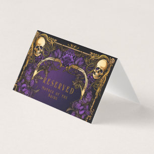 Elegant Gothic Skull & Roses Wedding Place Card