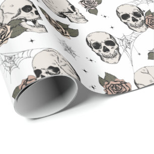 Elegant Gothic Skulls Halloween Dia de los Muertos Wrapping Paper