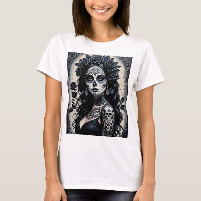 Elegant Gothic Sugar Skull Tee (Front)