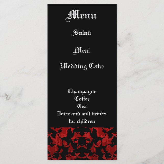 Elegant Gothic theme wedding reception menu (Front)