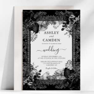 Elegant Gothic Victorian Floral Wedding Invitation