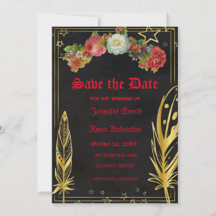 Elegant Gothic vintage flowers save the date I Invitation