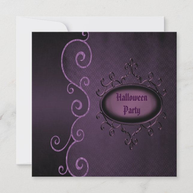 Elegant Gothic Vintage Swirls Halloween Party Invitation (Front)