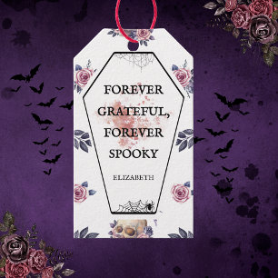 Elegant Gothic Watercolor Coffin Skull Raven Rose  Gift Tags