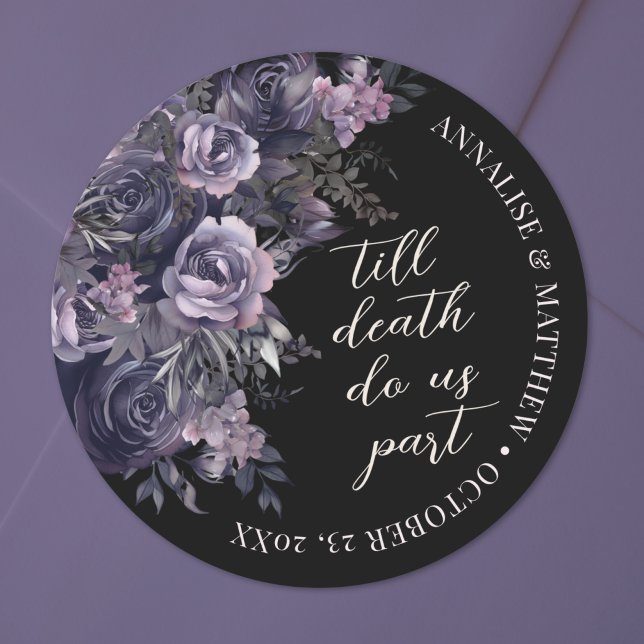 Elegant Gothic Wedding Classic Round Sticker (Elegant Gothic Wedding Classic Round Sticker)