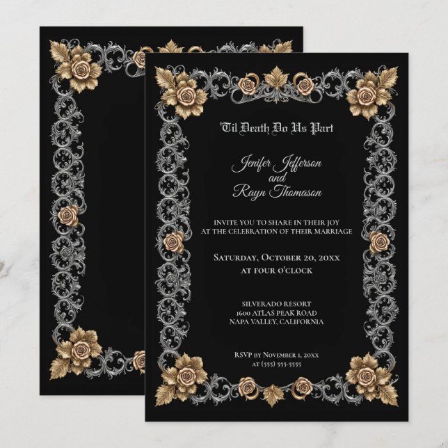 Elegant Gothic wedding Invitation (Front/Back)