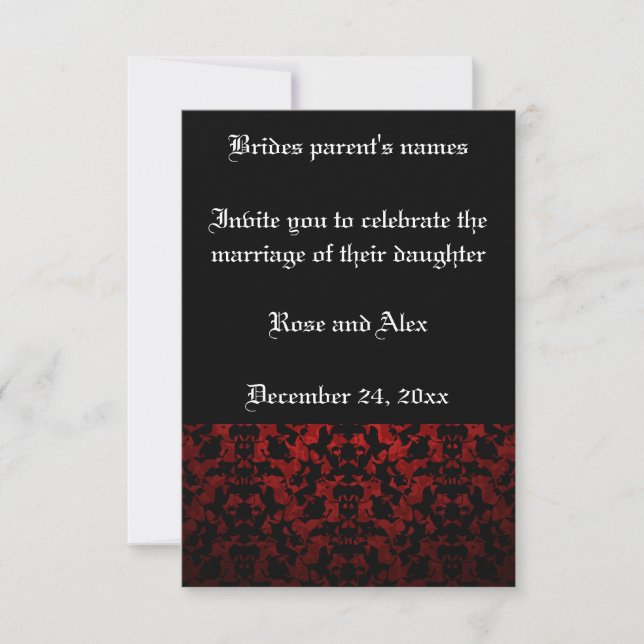Elegant Gothic wedding invitations 3.5" x 5" (Front)