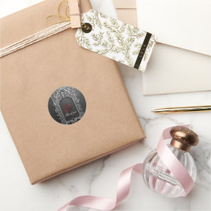 Elegant Gothic Wedding Rose Frame  Classic Round Sticker