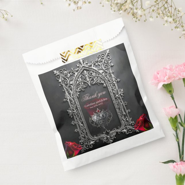 Elegant Gothic Wedding Rose Frame  Favour Bags (Sealed)