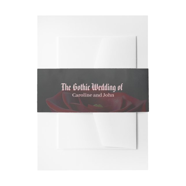Elegant Gothic Wedding Rose Frame  Invitation Belly Band (Front Example)
