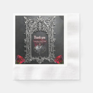 Elegant Gothic Wedding Rose Frame Napkin