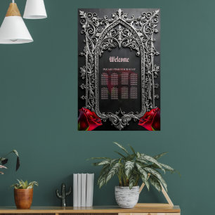 Elegant Gothic Wedding Rose Frame  Poster