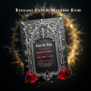 Elegant Gothic Wedding Rose Frame  Save The Date