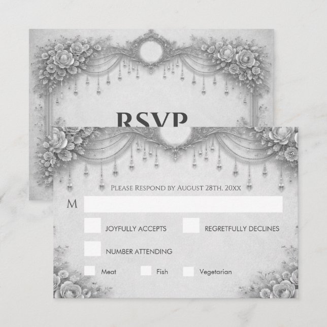 Elegant gothic Wedding RSVP Card (Front/Back)