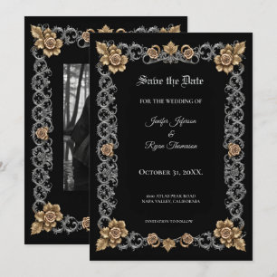 Elegant Gothic wedding save the date Announcement