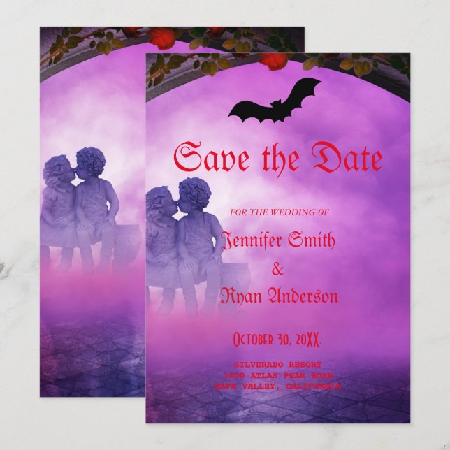 Elegant  Gothic  wedding save the date  Invitation (Front/Back)