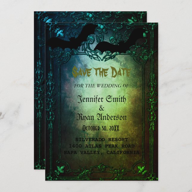 Elegant  Gothic  wedding save the date  Invitation (Front/Back)