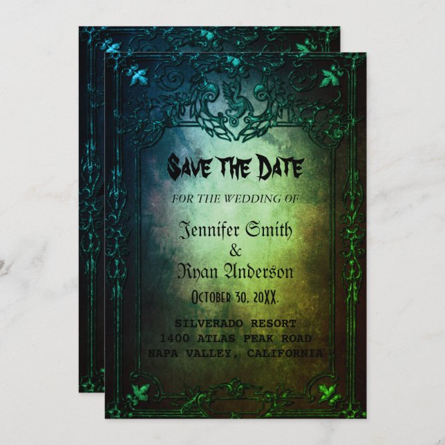 Elegant  Gothic  wedding save the date  Invitation (Front/Back)