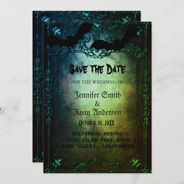 Elegant  Gothic  wedding save the date  Invitation (Front/Back)