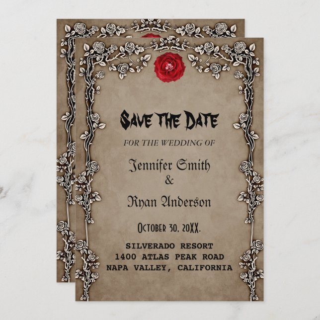 Elegant  Gothic  wedding save the date  Invitation (Front/Back)